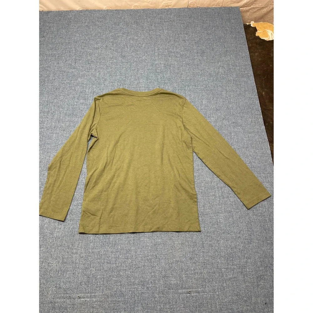 Old Navy Boys XL 14-16 Long Sleeve Tee Olive Green Crew Neck Solid Shirt